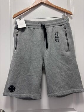 Chrome Hearts Gray Terry Shorts with Black Trim